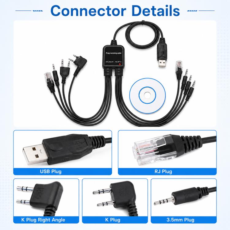 8 in 1 Multifunctional Walkie Talkie Programming Cable, 8 in 1
