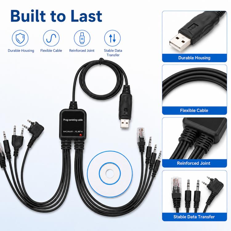 8 in 1 Multifunctional Walkie Talkie Programming Cable, 8 in 1