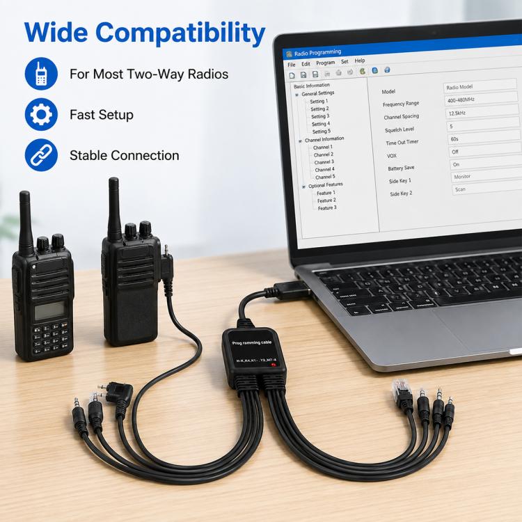 8 in 1 Multifunctional Walkie Talkie Programming Cable, 8 in 1