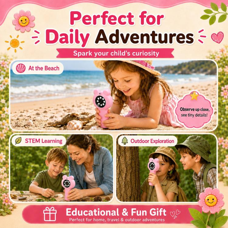Microscopio digitale portatile 3 in 1 per bambini con lente d'ingrandimento.