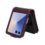 Portafoglio multifunzionale con cerniera satinata e custodia per telefono in pelle., For Galaxy Z Flip8 5G