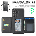 MAKGING Serie K4 MagSafe RFID Portafoglio a tre ante con custodia per telefono rimovibile, For Galaxy S26 FE 5G