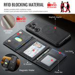 MAKGING Serie K4 MagSafe RFID Portafoglio a tre ante con custodia per telefono rimovibile, For Galaxy S26 FE 5G