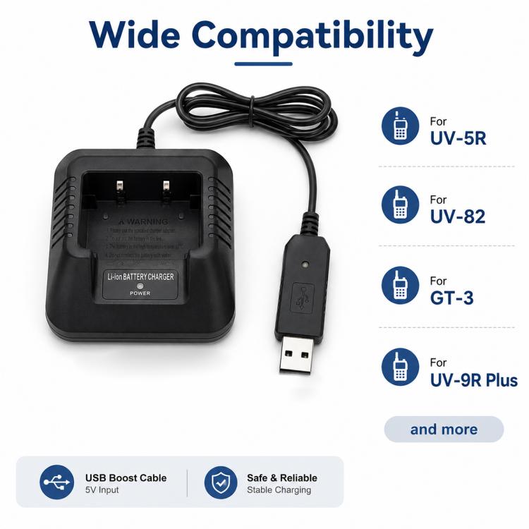 Cavo di ricarica USB step-up per walkie talkie Baofeng