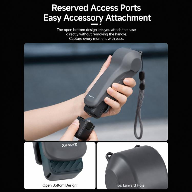 Custodia protettiva antiurto Xasurg con vano porta filtri per DJI Osmo Pocket 4/3, Standard Set, Cover + Lanyard + Wrist Strap, Cover + Lanyard + Buckle