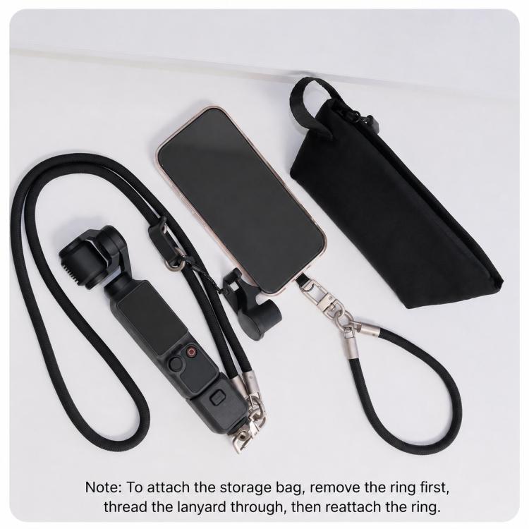 Cordino regolabile Xasurg per fotocamera, tracolla per DJI Osmo Pocket 4/3, Metal Buckle Cord, Metal Buckle Cord + Wrist Strap, Metal Buckle Cord + Buckle