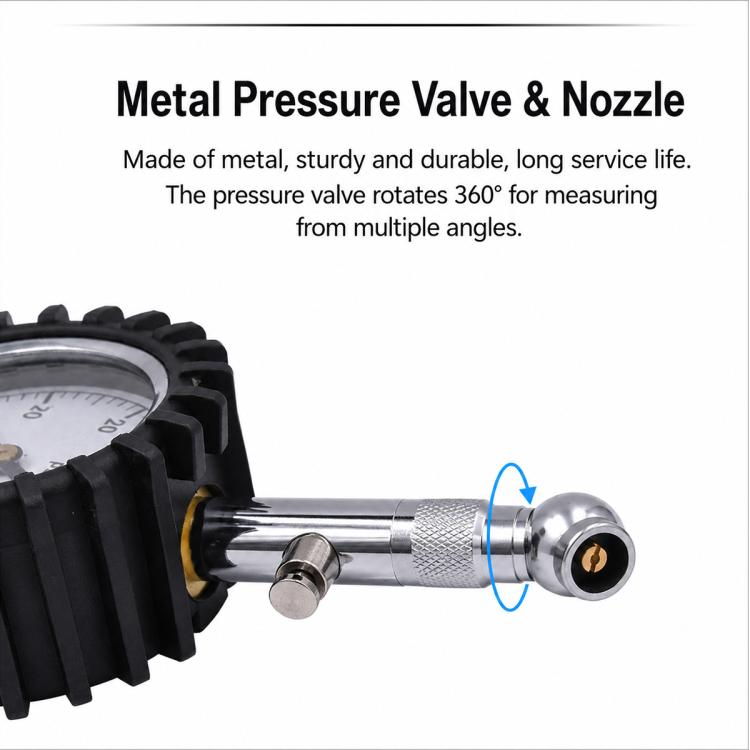 Manometro di precisione in metallo per pneumatici auto, Brass White Background Black Text, Brass Black Background White Text, Silver White Background Black Text, Silver Black Background White Text