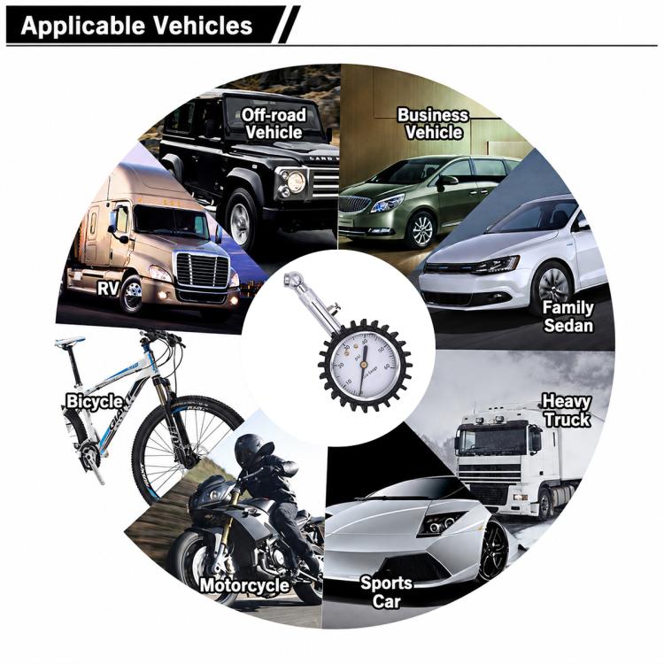 Manometro di precisione in metallo per pneumatici auto, Brass White Background Black Text, Brass Black Background White Text, Silver White Background Black Text, Silver Black Background White Text