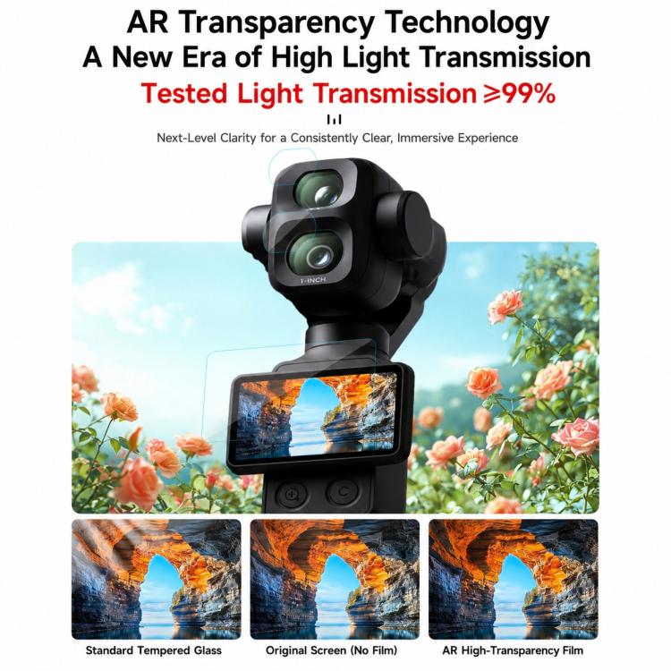 Pellicola protettiva antiriflesso Xasurg AR per vetro temperato., For DJI Osmo Pocket 4P / 4 / 3