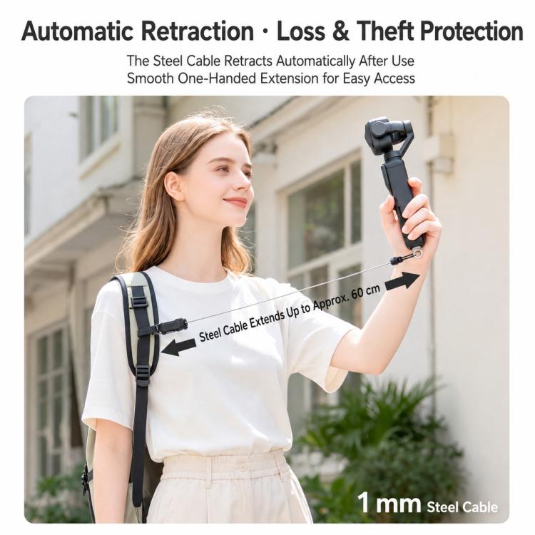 Xasurg Clip magnetica retrattile per zaino per Insta360 Luna, DJI Pocket 4P / 4 / 3