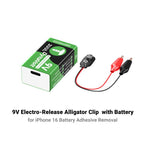 Cavo a sgancio rapido 2UUL BT04 per batteria da 9V con adesivo e alimentatore, For iPhone 16 Series