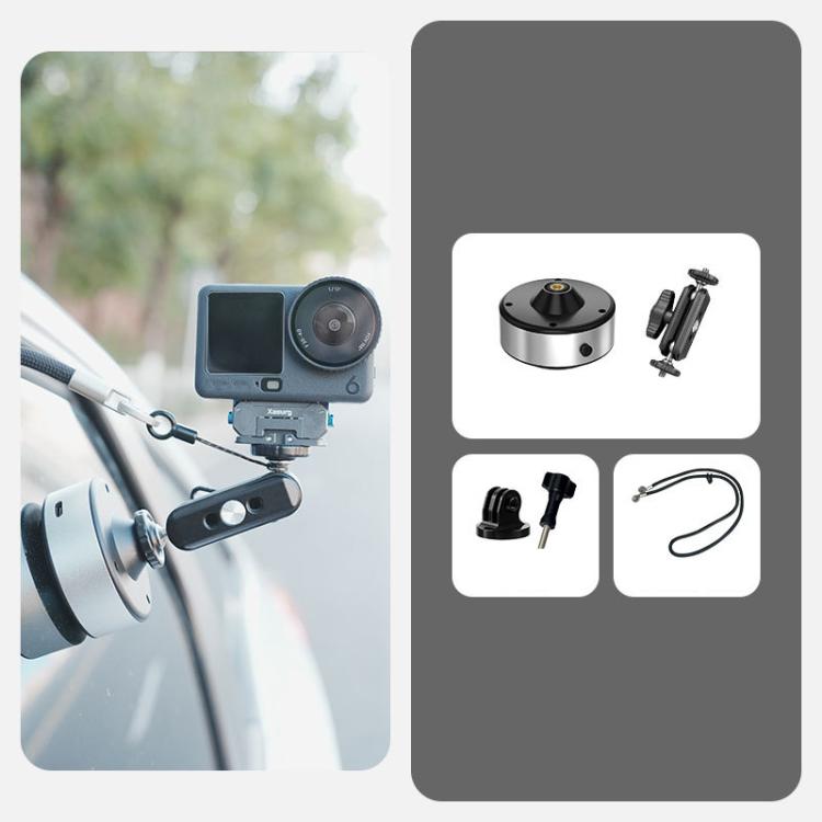 Supporto elettrico a ventosa Xasurg per DJI, Insta360, GoPro e altre action camera, Suction Cup, Suction Cup + Arm, Suction Cup + Arm + Strap