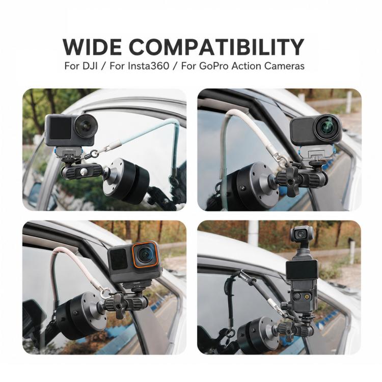 Supporto elettrico a ventosa Xasurg per DJI, Insta360, GoPro e altre action camera, Suction Cup, Suction Cup + Arm, Suction Cup + Arm + Strap