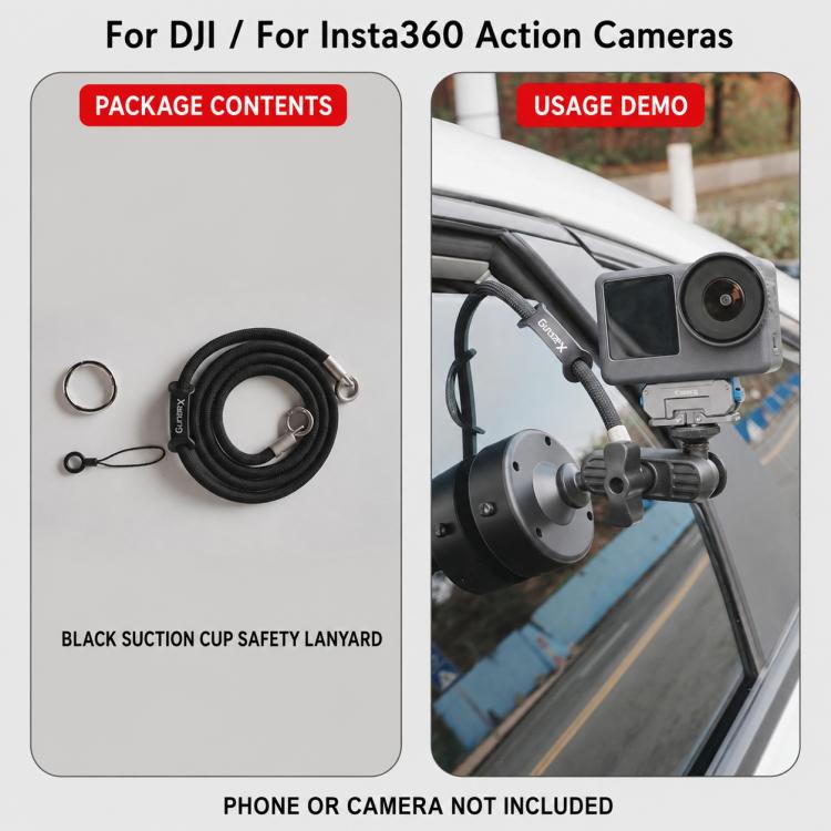 Supporto elettrico a ventosa Xasurg per DJI, Insta360, GoPro e altre action camera, Suction Cup, Suction Cup + Arm, Suction Cup + Arm + Strap