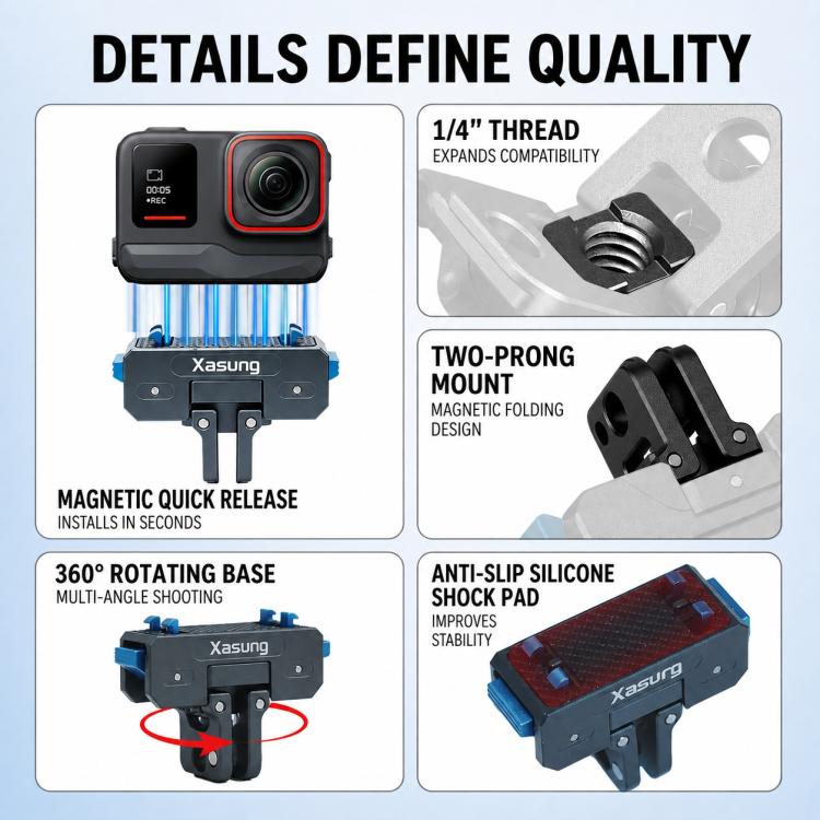 Adattatore di montaggio a sgancio rapido magnetico Xasurg, For Insta360 X5 / X4 Air / Ace Pro / Pro 2