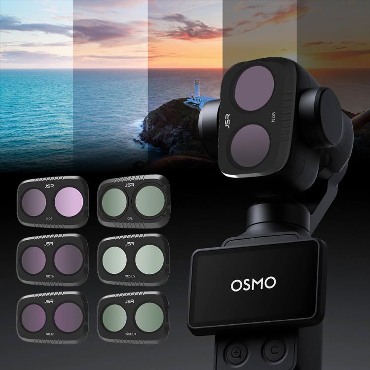 Filtro per obiettivo a clip per fotocamera DJI Osmo Pocket 4P serie JSR KB, UV, CPL, ND8, ND16, ND32, ND64, GND8, GND16, VND2-5, VND6-9, STAR, NIGHT, Black Mist 1/4, Wide Angle, 3 in 1 UV ND8/16, 3 in 1 CPL Black Mist VND, 4 in 1 CPL ND8/16/32         ...