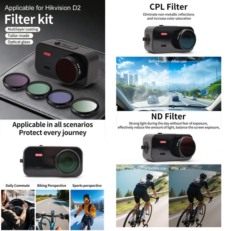 Filtro per obiettivo a sgancio rapido per fotocamera Hikvision D2 serie JSR KB, UV, CPL, ND8, ND16, ND32, ND64, STAR, NIGHT, Black Mist 1/4, 4 in 1 ND8-64, 4 in 1 CPL ND, 6 in 1 ND UV CPL, 8 in 1 Mixed Filter, 12 in 1 Mixed Filter
