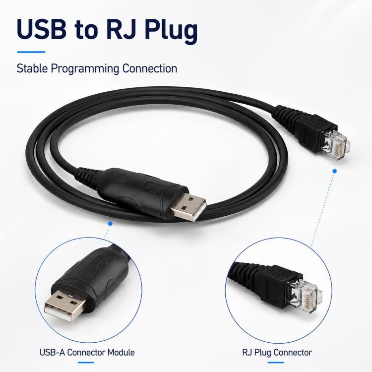 Cavo dati di programmazione per ricetrasmettitore radio mobile con porta USB, For Retevis RT-95 / Anytone AT-778UV