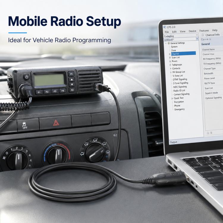 Cavo dati di programmazione per ricetrasmettitore radio mobile con porta USB, For Retevis RT-95 / Anytone AT-778UV