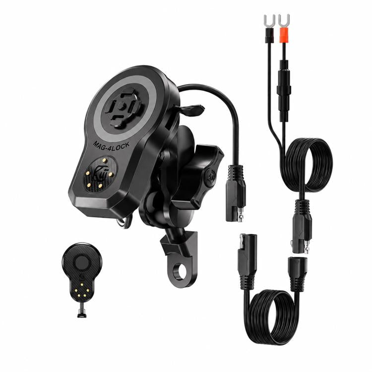 Supporto magnetico girevole a 360 gradi per caricabatterie wireless per telefono da moto, 45 W, Handlebar Model-A1, Rearview Mirror Mount-A2, Rearview Mirror Arm-A3, M8 Screw-A4, Crossbar-A5, Heavy-Duty Clamp-A6, Oil Pump Base-A7