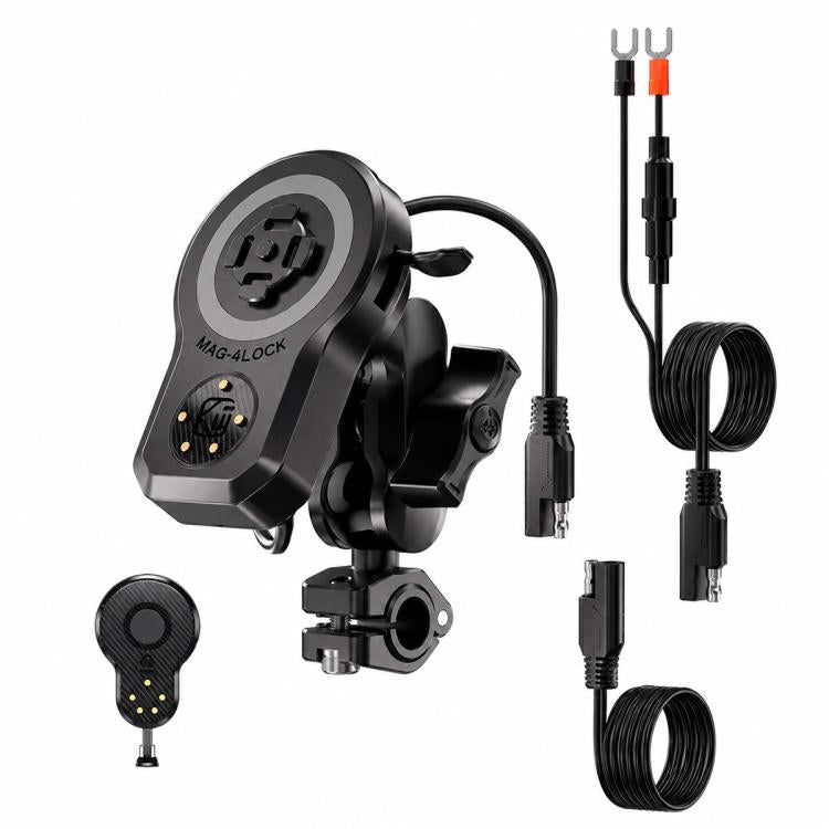 Supporto magnetico girevole a 360 gradi per caricabatterie wireless per telefono da moto, 45 W, Handlebar Model-A1, Rearview Mirror Mount-A2, Rearview Mirror Arm-A3, M8 Screw-A4, Crossbar-A5, Heavy-Duty Clamp-A6, Oil Pump Base-A7