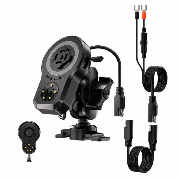 Supporto magnetico girevole a 360 gradi per caricabatterie wireless per telefono da moto, 45 W, Handlebar Model-A1, Rearview Mirror Mount-A2, Rearview Mirror Arm-A3, M8 Screw-A4, Crossbar-A5, Heavy-Duty Clamp-A6, Oil Pump Base-A7