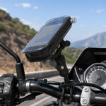 Supporto per telefono di navigazione per moto con sistema di assorbimento degli urti e copertura protettiva., Handlebar, Rearview Mirror
