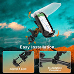 Supporto per telefono di navigazione per moto con sistema di assorbimento degli urti e copertura protettiva., Handlebar, Rearview Mirror