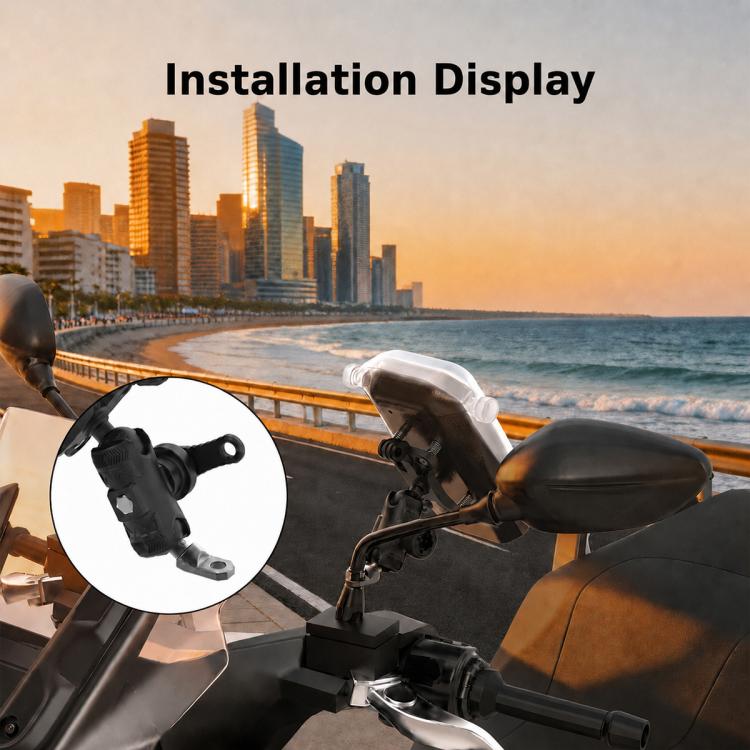 Supporto per telefono di navigazione per moto con sistema di assorbimento degli urti e copertura protettiva., Handlebar, Rearview Mirror