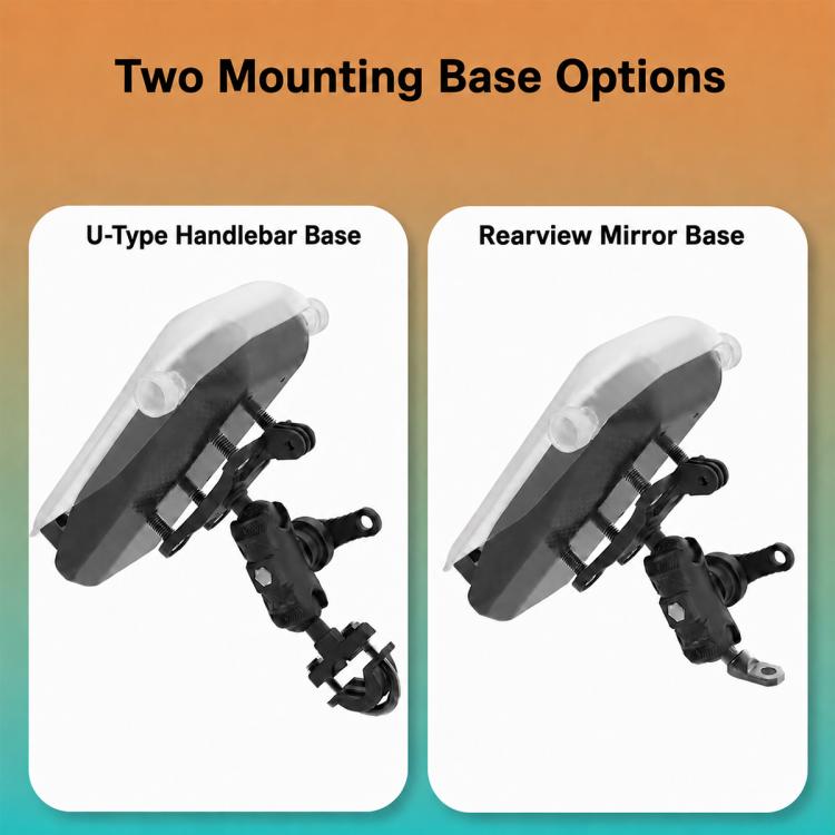 Supporto per telefono di navigazione per moto con sistema di assorbimento degli urti e copertura protettiva., Handlebar, Rearview Mirror