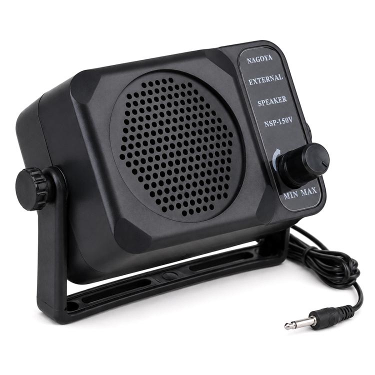 Altoparlante esterno per autoradio NSP-150V con controllo del volume e supporto regolabile.