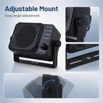 Altoparlante esterno per autoradio NSP-150V con controllo del volume e supporto regolabile.