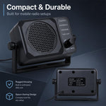 Altoparlante esterno per autoradio NSP-150V con controllo del volume e supporto regolabile.