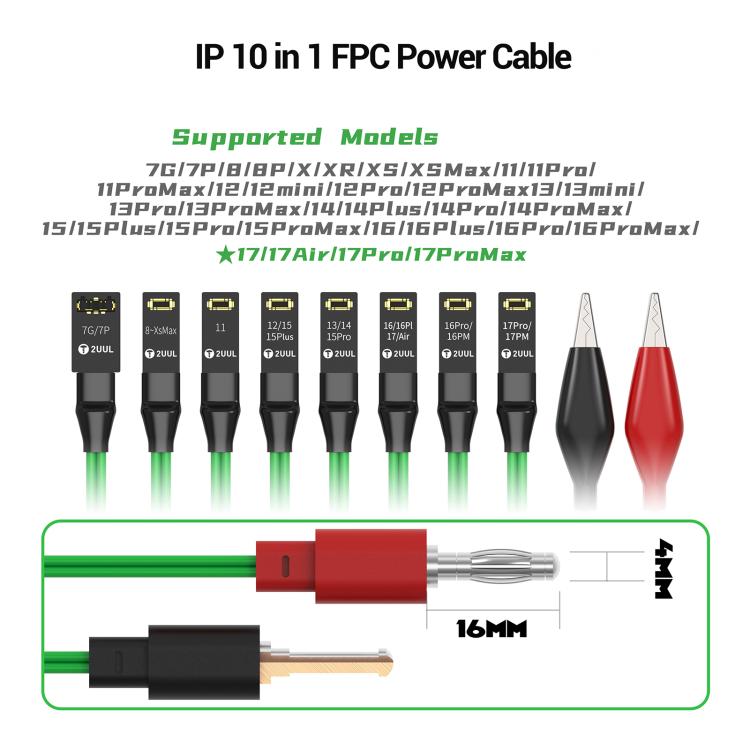 Cavo di alimentazione 2UUL PW10 10 in 1 FPC per iPhone serie da 7 a 17 Pro Max