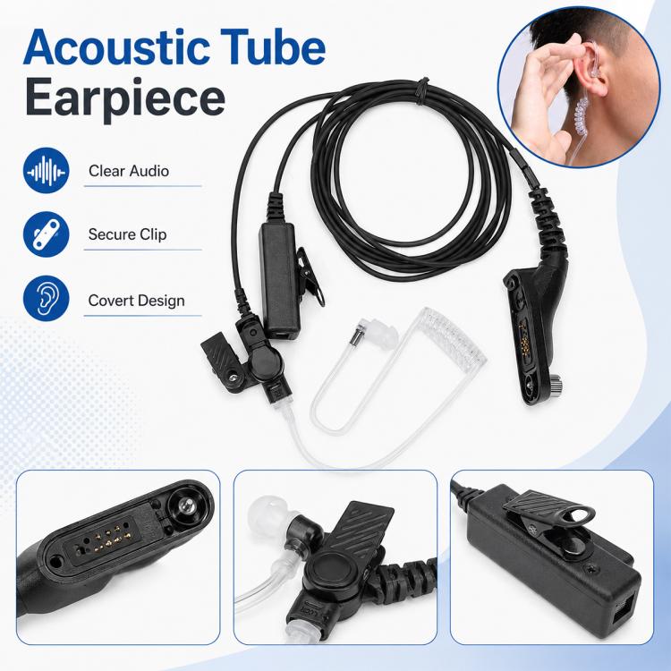 Auricolare con tubo acustico trasparente per walkie-talkie, For Motorola APX8000