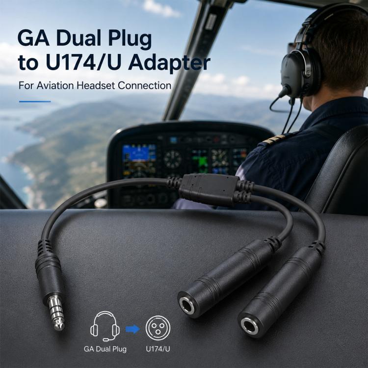 Adattatore per auricolari da elicottero da 7,1 mm GA Dual Plug a U174U