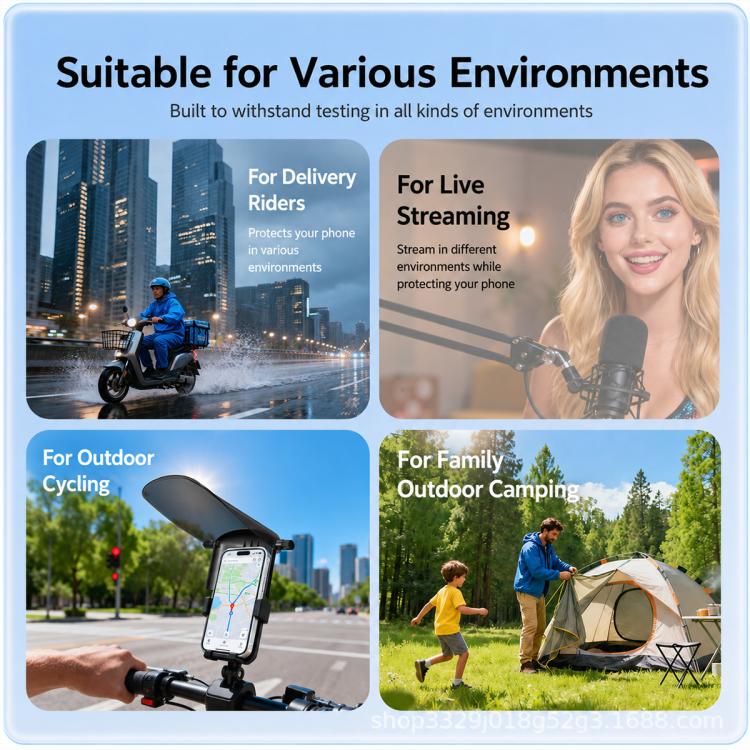 Supporto per telefono con navigatore per moto e parasole, Handlebar, Rearview Mirror, Drawstring