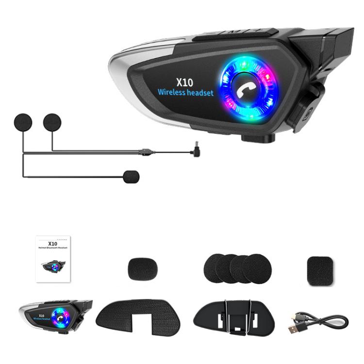 Auricolari Bluetooth impermeabili per casco da moto X10, Black Soft Mic, Black Hard Mic, Black 2 in 1