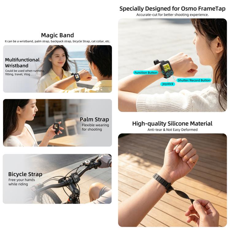 Cinturino multifunzionale Sunnylife con rivestimento in silicone e fascia di espansione., For DJI Osmo Pocket 4P / Mobile 8P