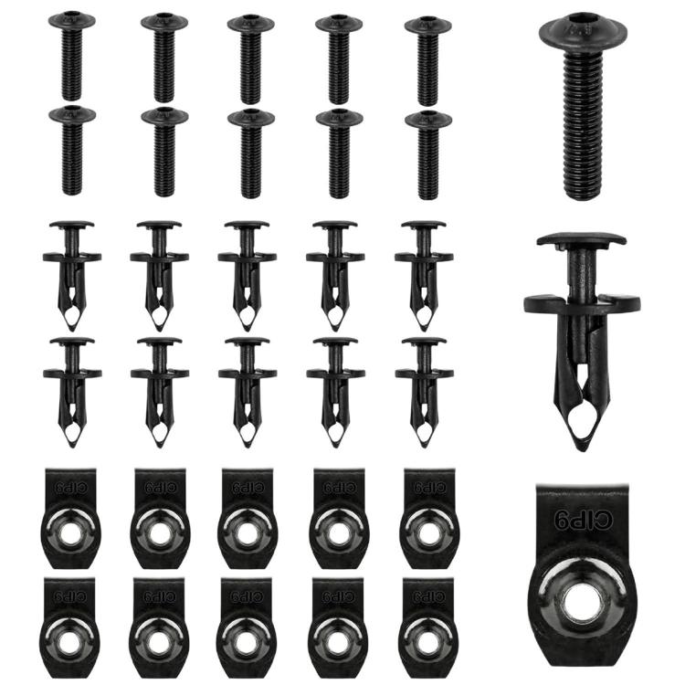 Set da 10 pezzi di clip piatte a forma di U, dadi di fissaggio, rivetti, viti Torx per pannelli della carrozzeria dell'auto.