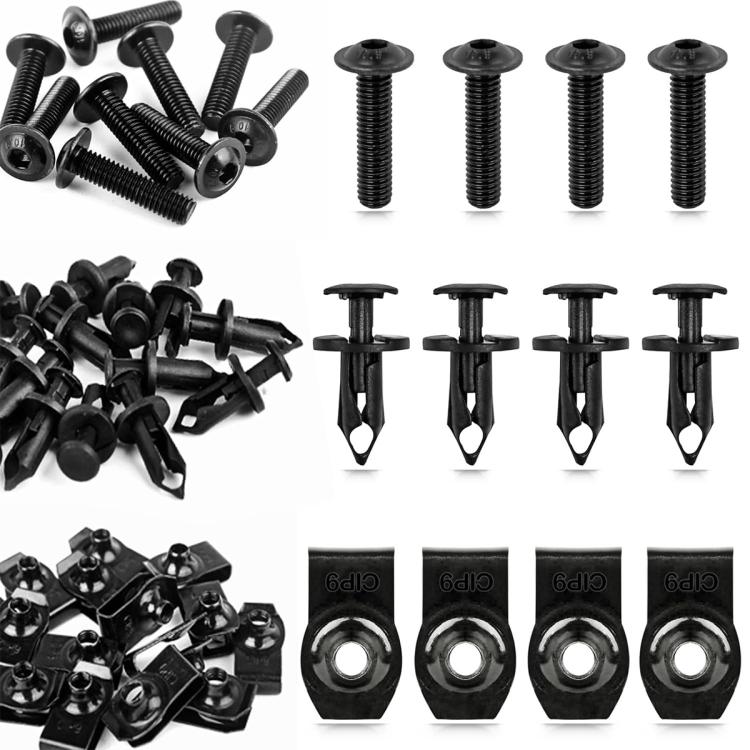 Set da 10 pezzi di clip piatte a forma di U, dadi di fissaggio, rivetti, viti Torx per pannelli della carrozzeria dell'auto.