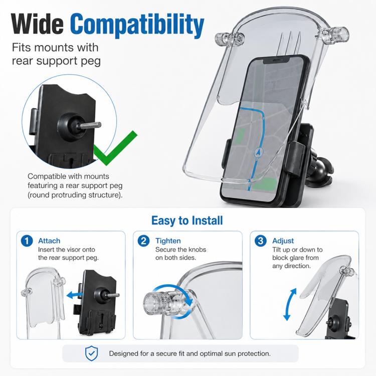 Supporto per telefono antiriflesso a forma di cappello da sole.