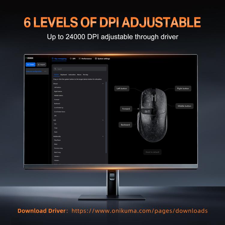 Mouse da gioco ONIKUMA DM08 in fibra di carbonio composita, DM08