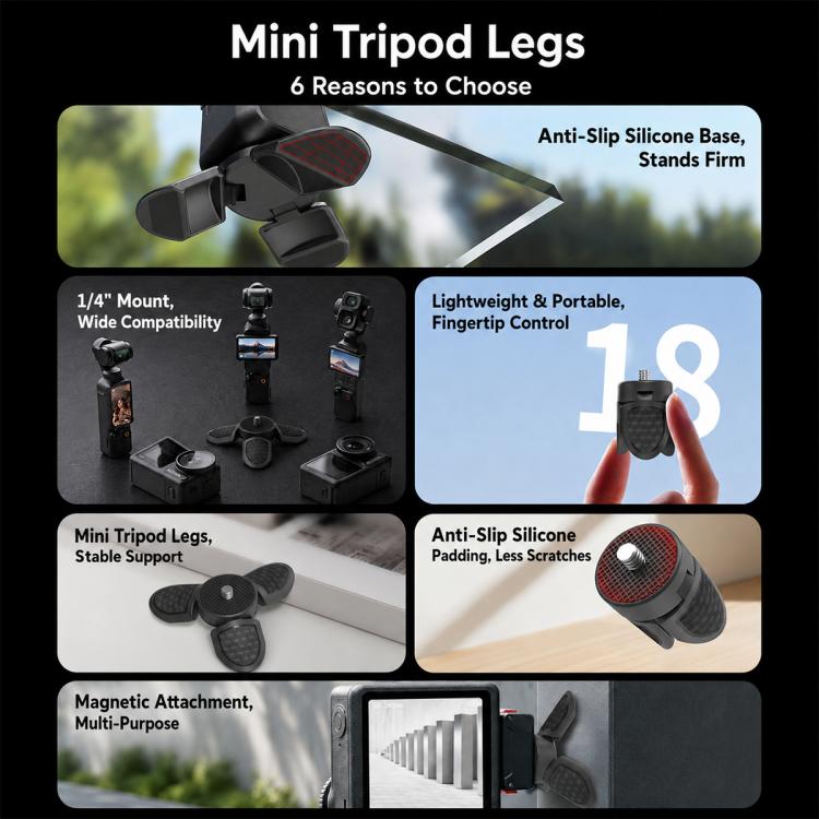 Mini treppiede portatile da tavolo con vite da 1/4 di pollice, Common Version, Magnetic Version