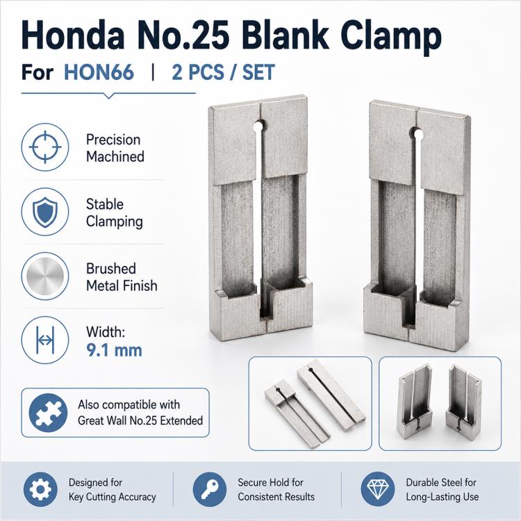 Set da 2 pezzi per dispositivo di duplicazione chiavi verticali Honda n. 25 HON66, morsetti di fissaggio.