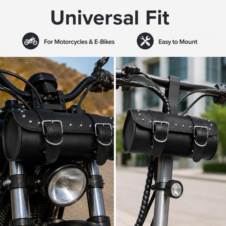 Borsa da manubrio vintage in pelle per moto e bici elettriche