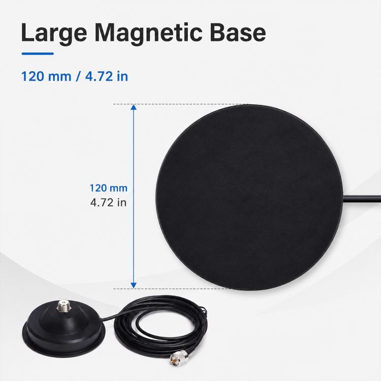 Base di montaggio magnetica per antenna da veicolo da 12 cm con cavo coassiale da 5 m per antenne radio mobili