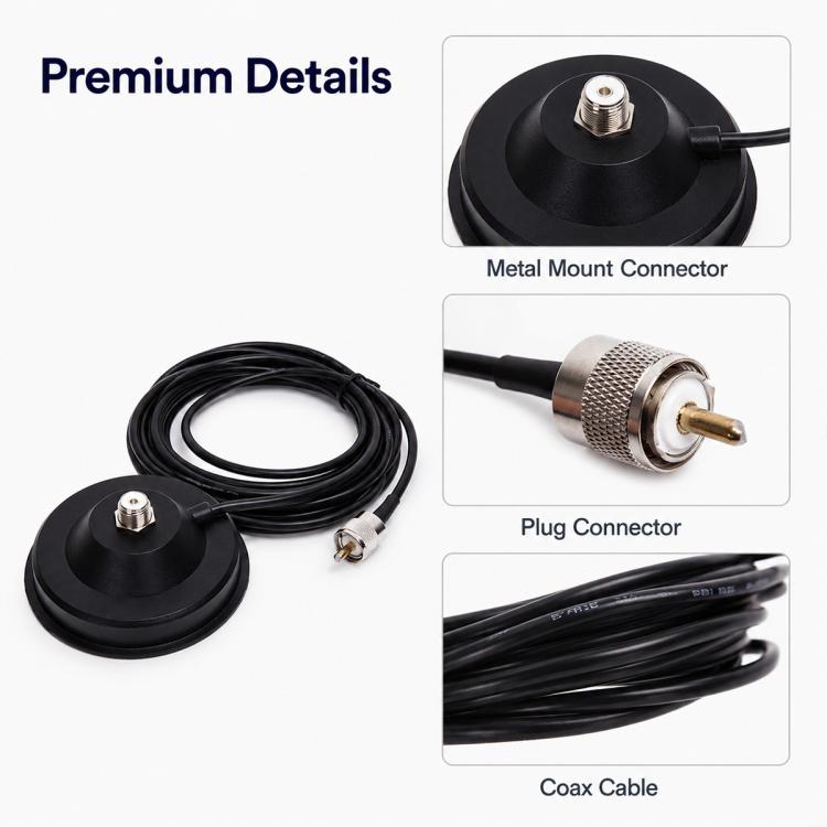 Base di montaggio magnetica per antenna da veicolo da 12 cm con cavo coassiale da 5 m per antenne radio mobili
