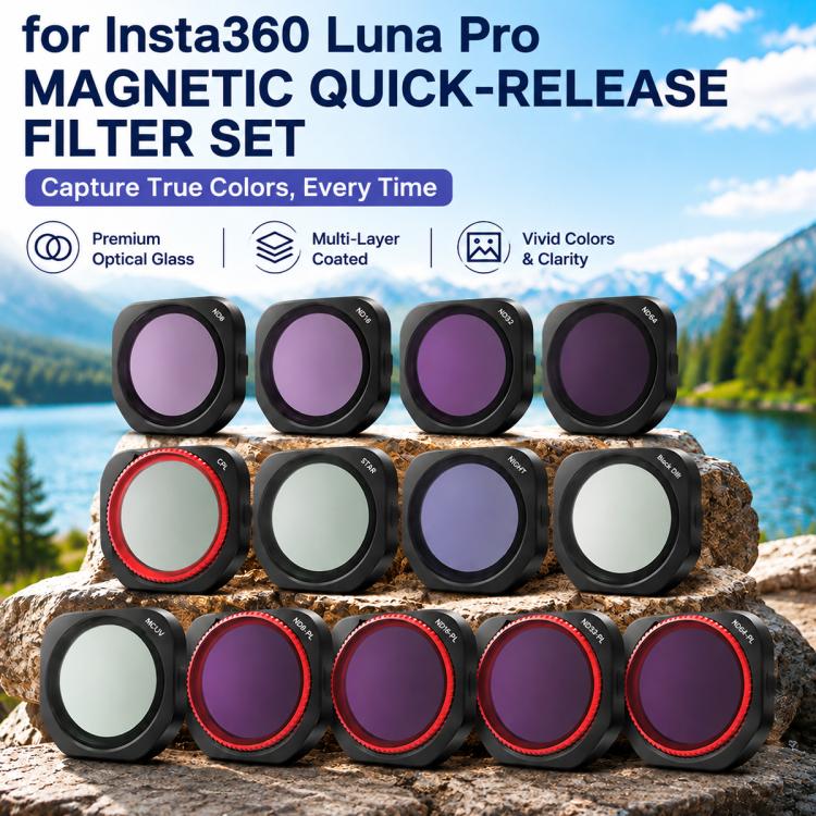 Filtro magnetico a sgancio rapido per obiettivo Insta360 Luna Pro, UV, CPL, ND8, ND16, ND32, ND64, STAR, NIGHT, Black Mist 1/4, Pearlescent, Macro 10X, VND2-5, Wide Angle, 2 in 1 Wide 10X Macro, 2 in 1 NIGHT Black Mist, 3 in 1 Mixed CPL NIGHT          ...