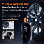 Pompa d'aria per auto wireless con display digitale, pompa d'aria elettrica portatile per pneumatici.